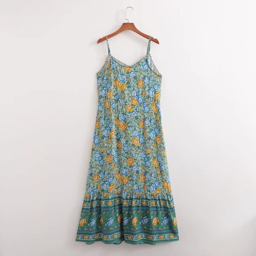 ZARA Floral Placement Print Spaghetti Strap Swing Dress